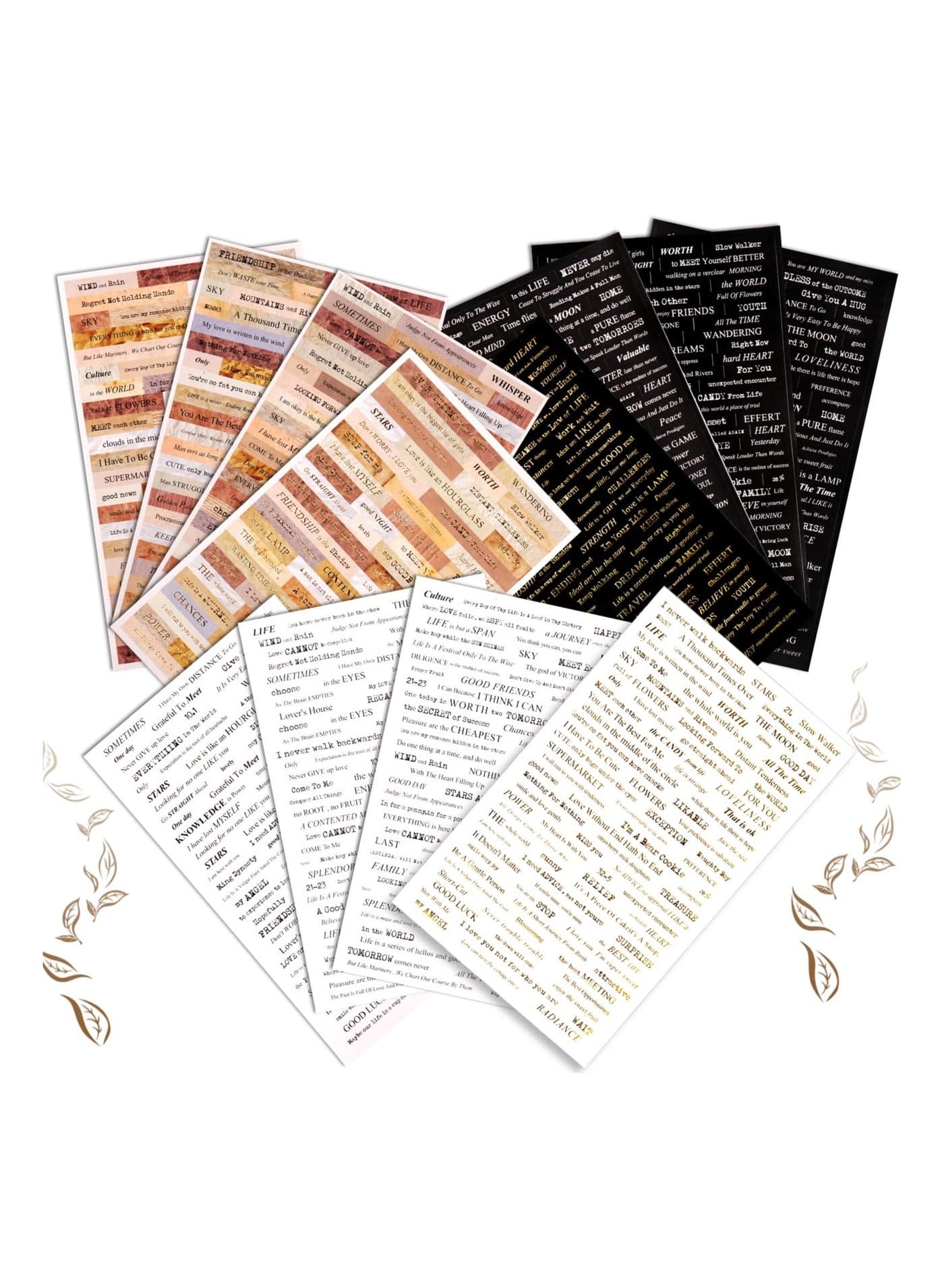 12 Sheet Quote Stickers for Journaling Scrapbooking Supplies, Word Scrapbook Stickers for Junk Journal Supplies, Aesthetic Scrapbook Paper for Bullet Journals Supplies DIY Crafts