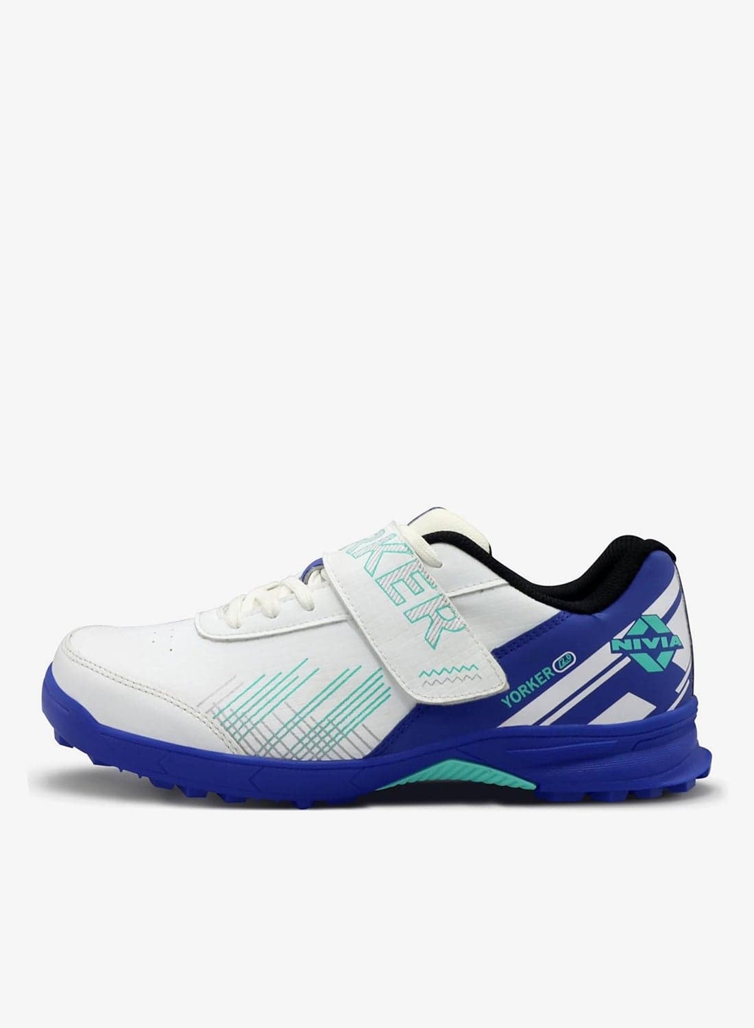 Yorker 2.0 Cricket Shoes for Men - Synthetic Leather Upper with Velcro Strap and RoundStud PVC Outsole