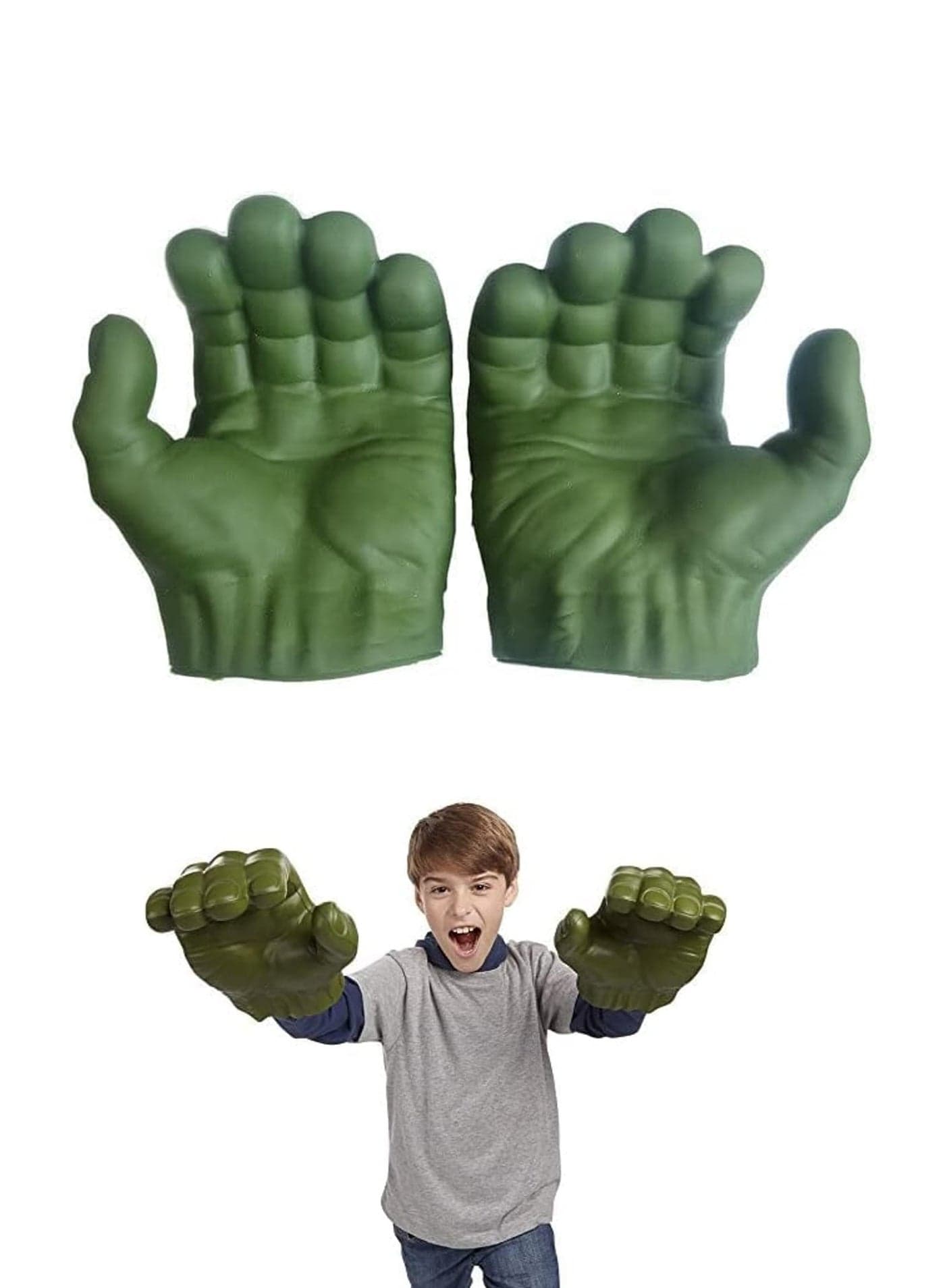 Cosplay Toy Avengers Hulk Gloves – Incredible Hulk Smash Fists Figures | Soft Rubber Superhero Hands for Kids Costume & Role Play | Marvel Legends Gamma Grip Model | Birthday Halloween Gift for Boys & Children