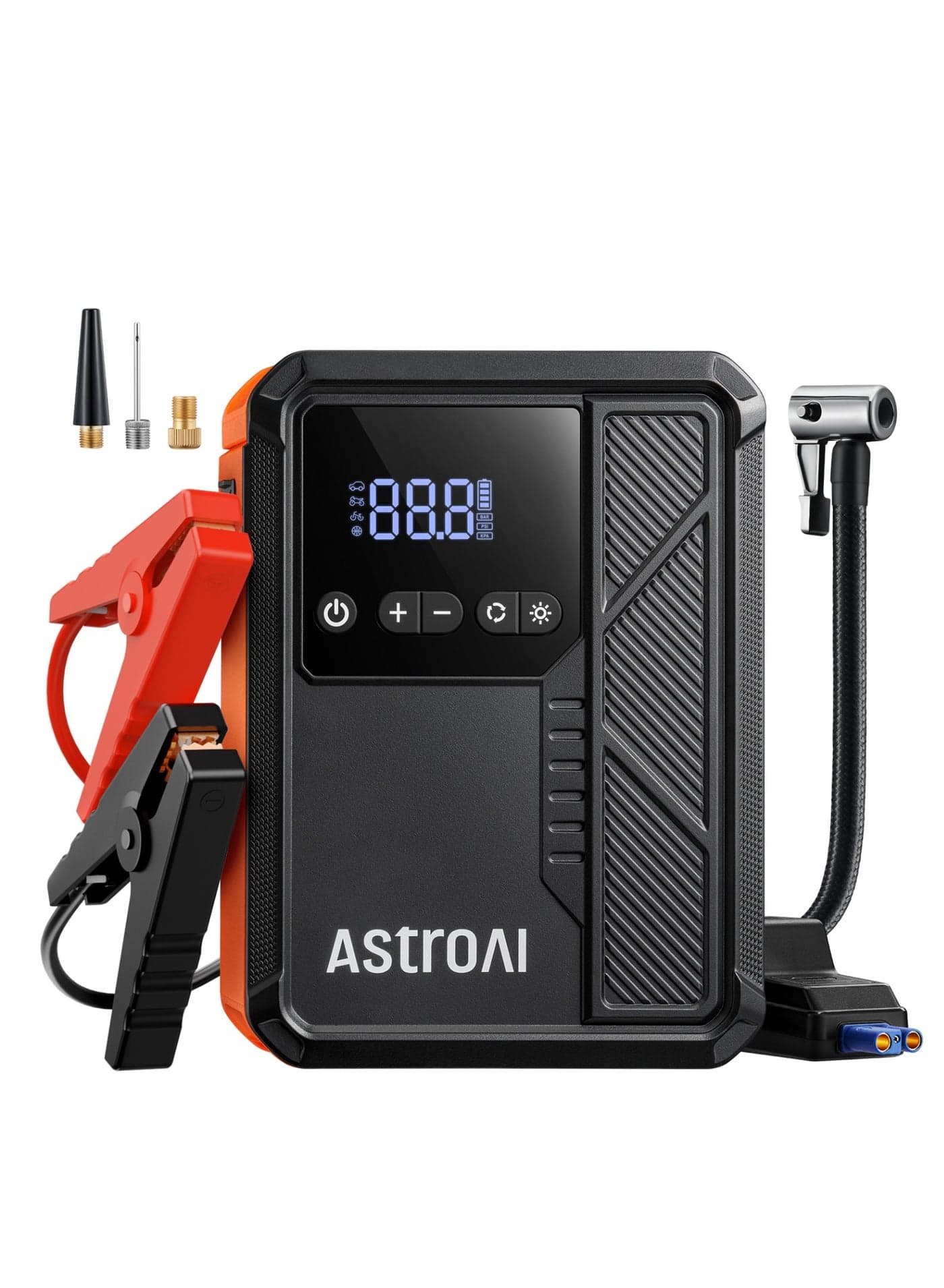 AstroAI Beta822 Jump Starter with Air Compressor, 150PSI Portable Tire Inflator with Auto-Shutoff, 12V Car Battery Booster with LED Light and Jumper Cables, Black