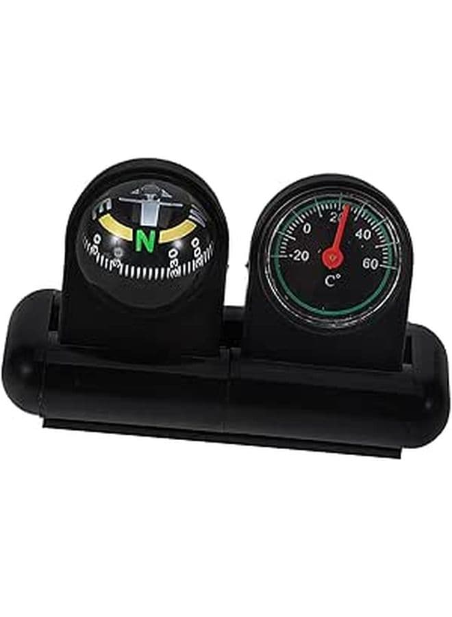 High Accuracy Car Compass Ball With Thermometer Rotatable Dashboard Mount Black For Navigation And Temperature Tracking Multi Purpose Vehicle Instrument For Cars Boats Motorcycles