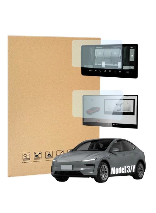 Screen Protector for Tesla Model Y 2025 Juniper & 2024-2026 Model 3 Highland Accessories, Tempered Glass Full Coverage for Center Display and Rear Screen