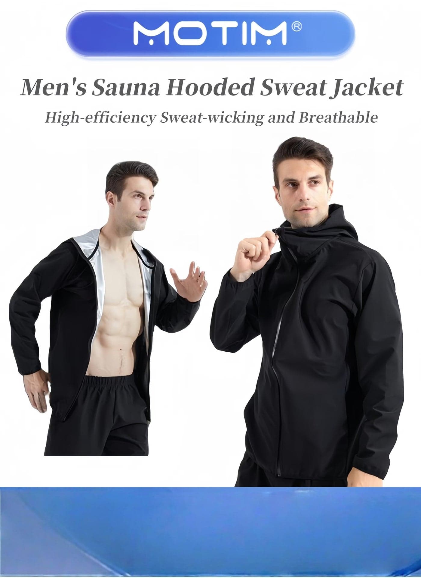 Sauna Jacket for Men Hooded Heat Trapping Sweat Jacket for Gym Workout and Running