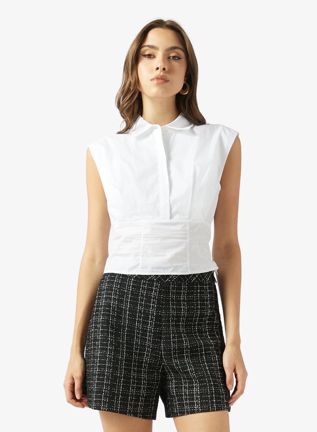 Collar Neck Poplin Woven Top