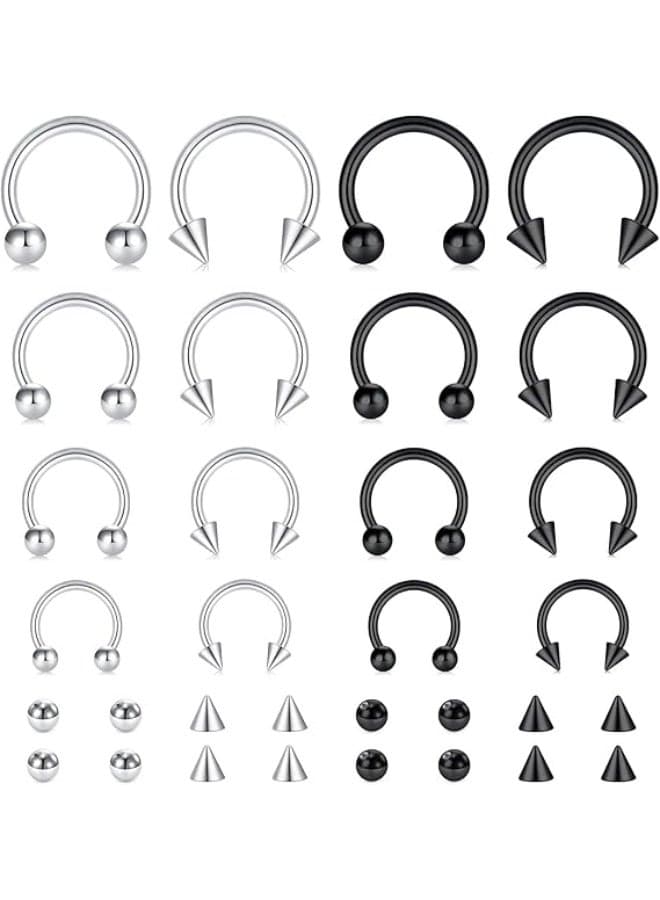 16G Septum Nose Rings, Stainless Steel Hinged Seamless Nose Hoop, Horseshoe Piercing Jewelry Captive Bead Ring, Helix Daith Tragus Cartilage Earrings for Women Men