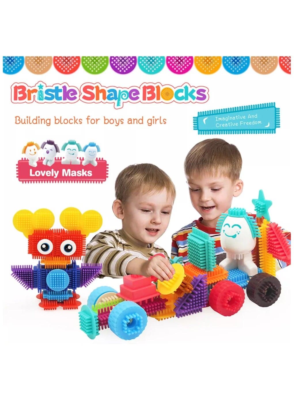 Bristle Blocks 80 PCS – Interlocking Stickle Bricks for Toddlers 2-5 Years, STEM Construction Building Blocks, Sensory Educational Toy, Creative Gift for Boys & Girls