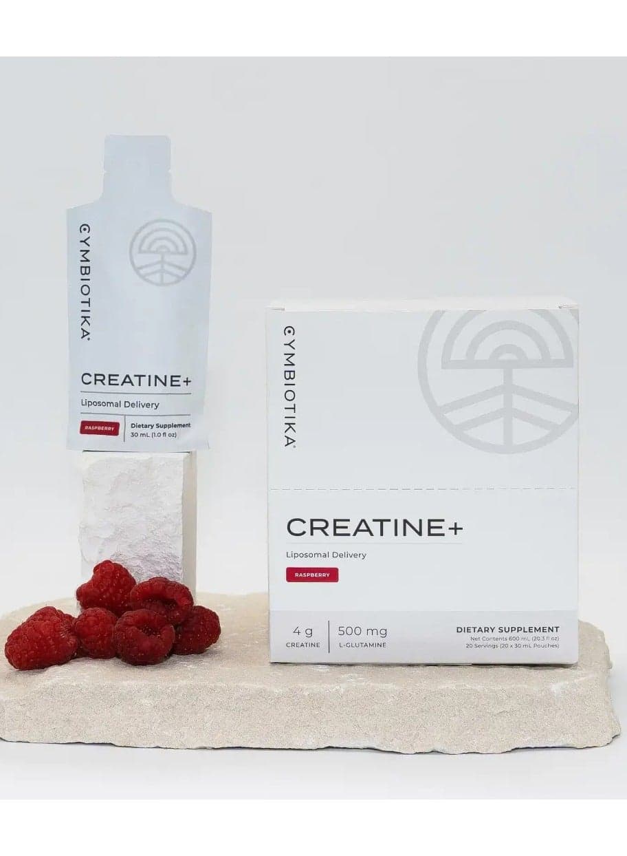 Creatine+, Creatine and Glutamine Supplement for Amino Energy, Recovery, Muscle Mass & Brain Support, Liposomal Delivery, Gluten Free & Vegan, Raspberry Flavor - 30ml Pouches (Pack of 20)