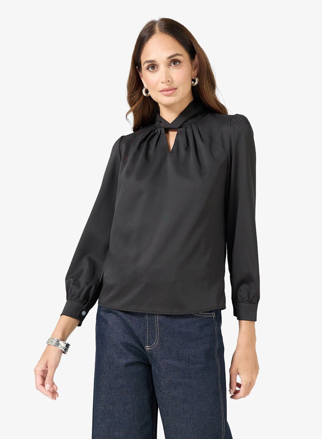 Blouse With Key Hole Neck Detail