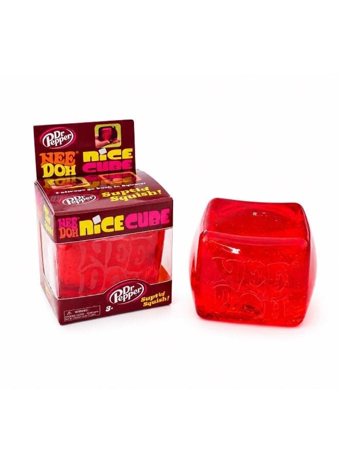 Dr. Pepper Single Piece Nice Cube Squishy Stress Relief Toy | Soft Squeeze Fidget Sensory Cube | Slow Rising Squash Toy for Kids & Adults | Anxiety Relief Desk Toy | Age 3+-Red