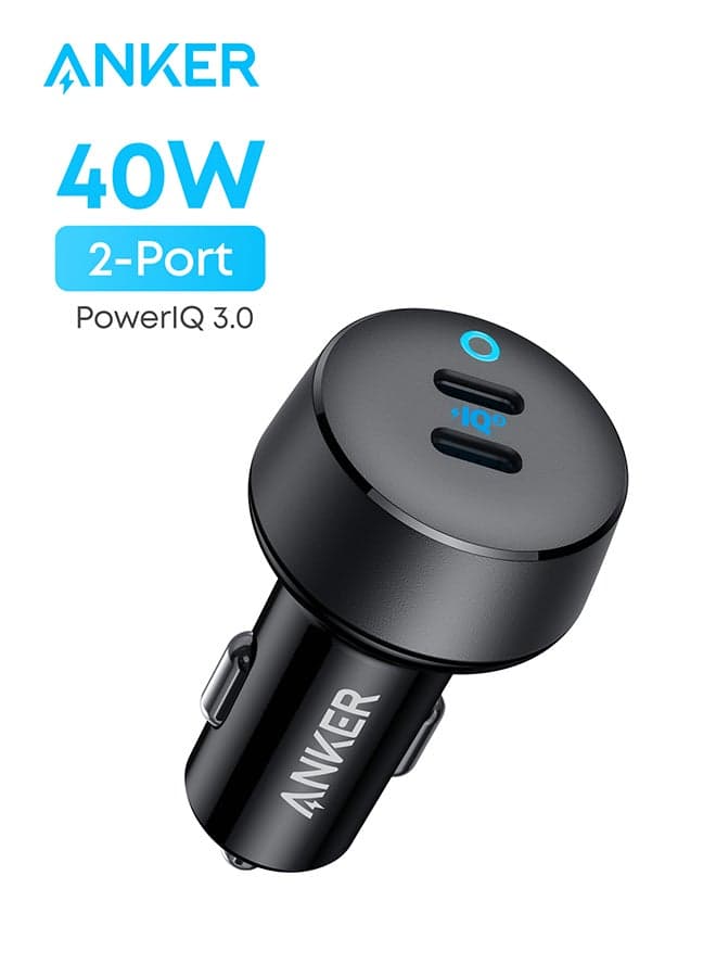 USB C Car Charger, 40W 2-Port PowerIQ 3.0 Type C Adapter, iPhone 16 Car Charger, PowerDrive III Duo with Power Delivery for iPhone 17/16/15, Samsung, Huawei, Xiaomi, Redmi, Vivo, Oppo and More Multicolour