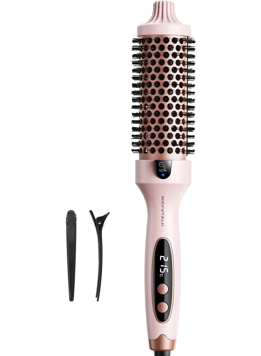Thermal Brush, Blowout Boost 1.5 inch Heated Round Brush for Blowout Look, Dual Voltage, Pink, Sakura, Tourmaline Ceramic, Negative Ion Technology, 5 Temperature Settings, Less Damage