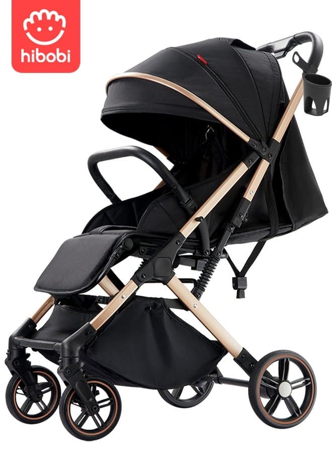 Lightweight Travel Baby Stroller with Cup Holder|Premium Design|Four-Wheel Suspension|One-Hand Foldable and Cabin-Approved|Multi-Angle Adjustment|Supports up to 60kg|Suitable for 0–6 Years