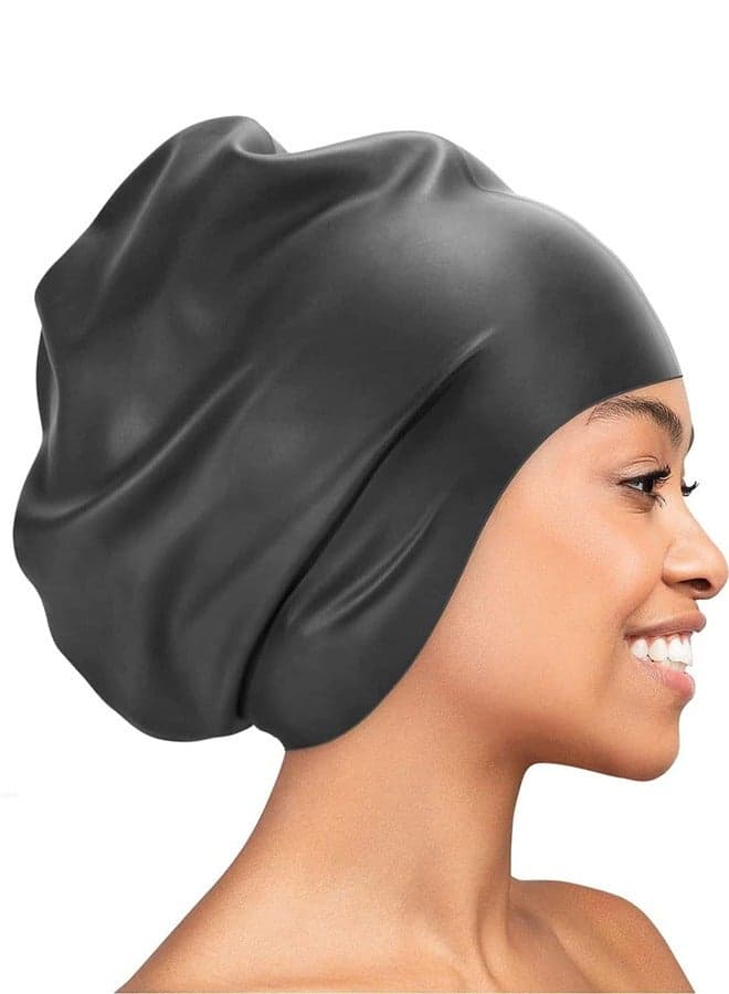 Extra Large Swim Cap for Braids and Dreadlocks, Silicone Swimming Caps for Long Hair, Weaves, Extensions, Curls & Afros, Waterproof Adult Swim Hats Bathing Caps for Women Men