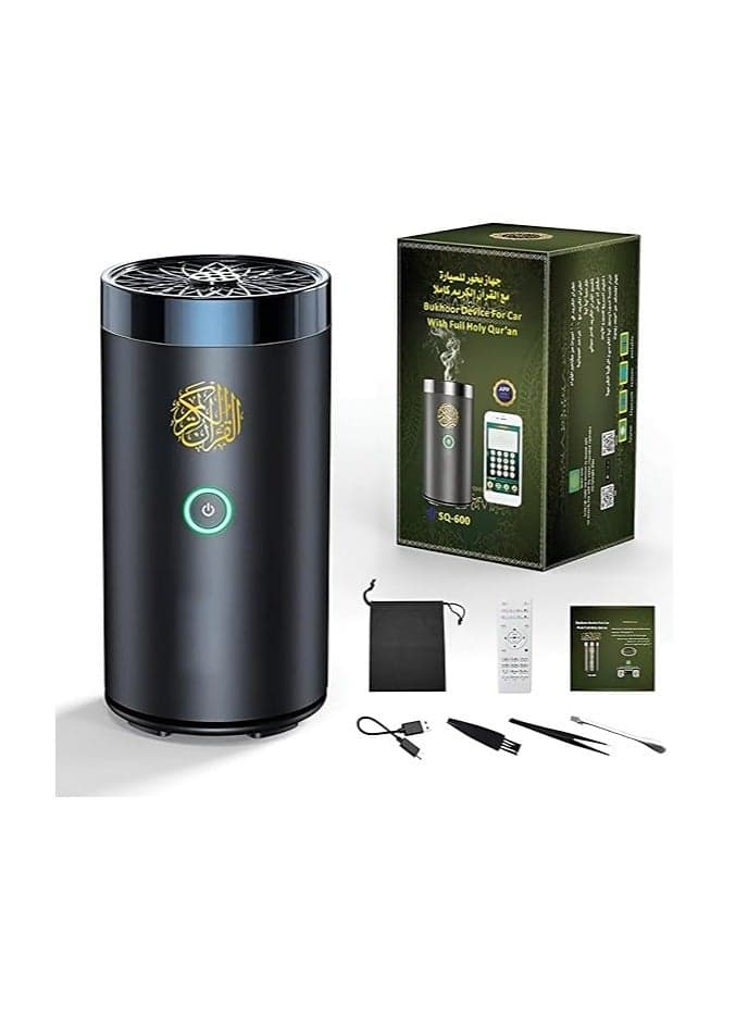 Car Bakhoor Burner with Quran Speaker 2 in 1 Portable Arabian Electronic Aroma Diffuser with Quran Speaker Rechargeable USB-C Incense Burner for Car Office Home Bedroom Cylindrical Large