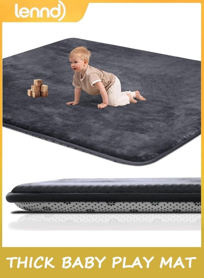 Large Thick Baby Play Mat for Floor,Padded Foam 200CM*150CM Playpen Mat, Soft Support&Plush Feel Nursery Rug,Non Slip for Toddler,Infants,Kids Play,Yoga,Baby Crawling,Tummy Time (Dark Grey)
