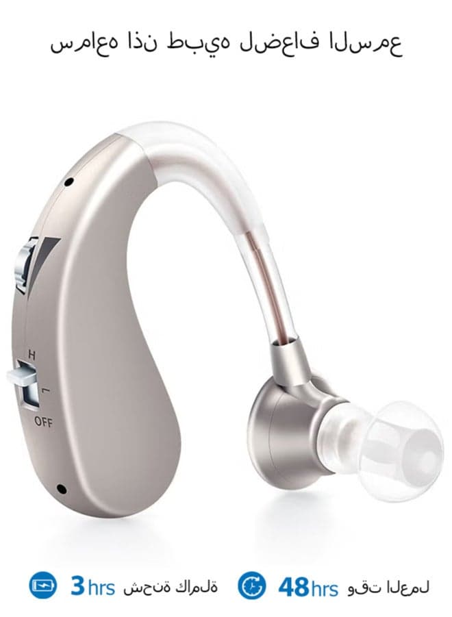 Hearing Aid, Rechargeable Hearing Aids for Hearing Loss, Noise Cancelling and Volume Control, Silver