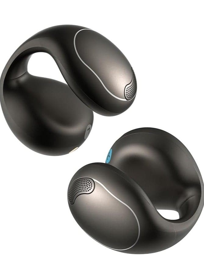 C40i by Anker, Open-Ear Earbuds, Clip-On Headphones, Flexible Joint Design, Button Controls, Lightweight Comfort, Stable Fit with Attachable Ear Grips, Expansive Drivers for Clear Sound Dark Gray