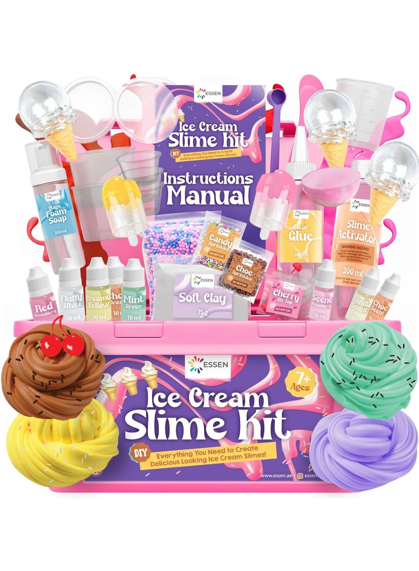 Ice Cream Slime Kit for Kids DIY Slime Making Kit Make Your Own Slime Icecream Set Toys for Kids Girls Boys Birthday Gift Toy DIY Fluffy Butter Slime Kits Arts Crafts Set with 33 Accessories