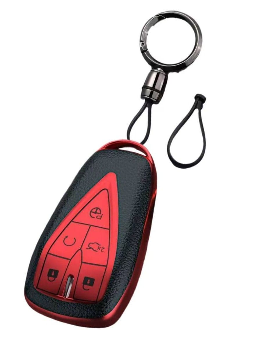 OUYoo For Changan TPU Key Fob Cover Case Shell with Keychain for UNI UNI-T CS75 Eado Plus UNI-K CS85 Alsvin UNI-V0 CS95 CS35 .(Red)