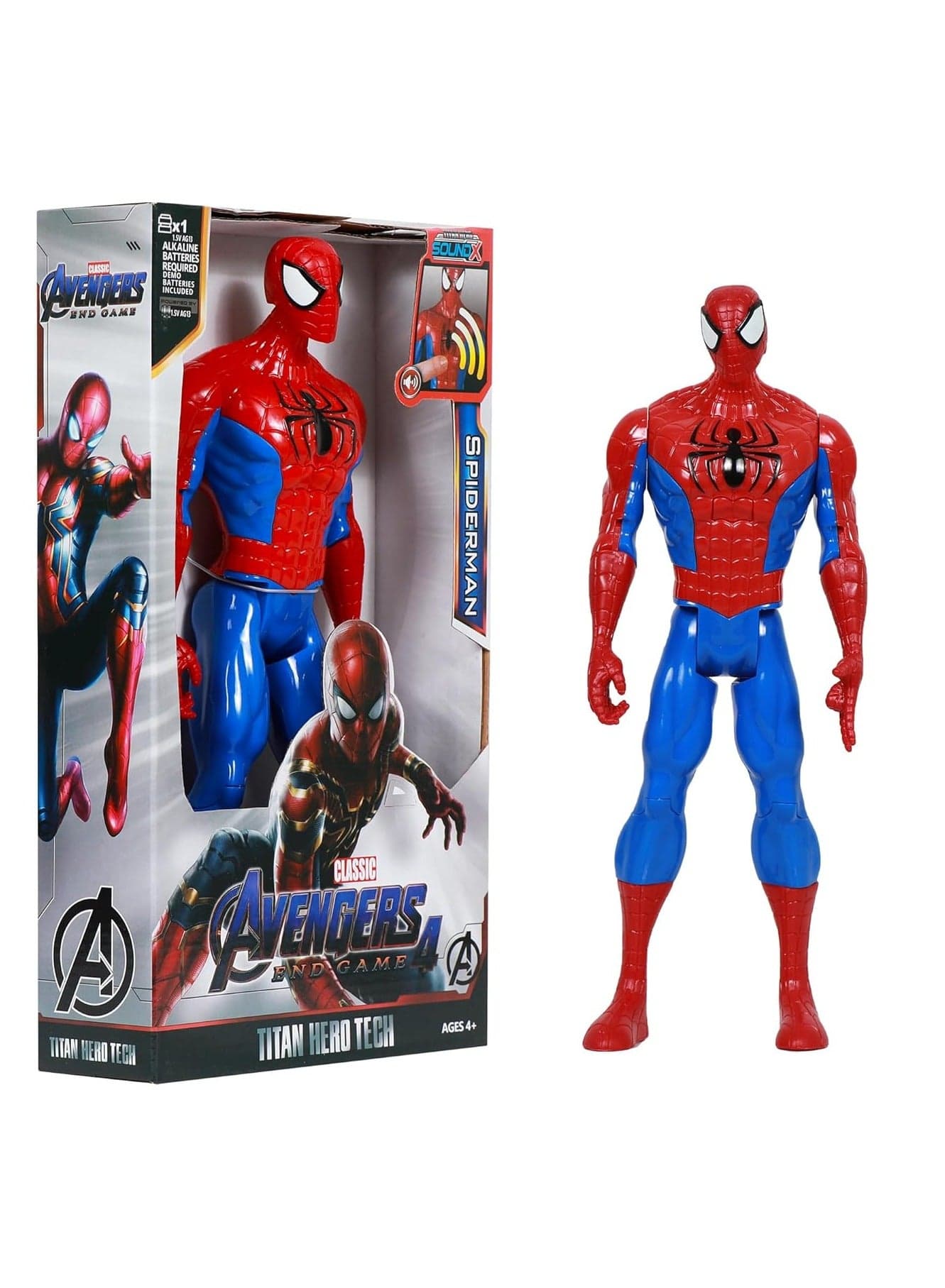 Spider-Man Action Figure 30cm Marvel Avengers Toy – Titan Hero Tech Series Spiderman Toy | Large Articulated Super Hero Doll with Classic Red & Blue Suit | Endgame Movie Collectible Model for Kids Boys & Girls 3+