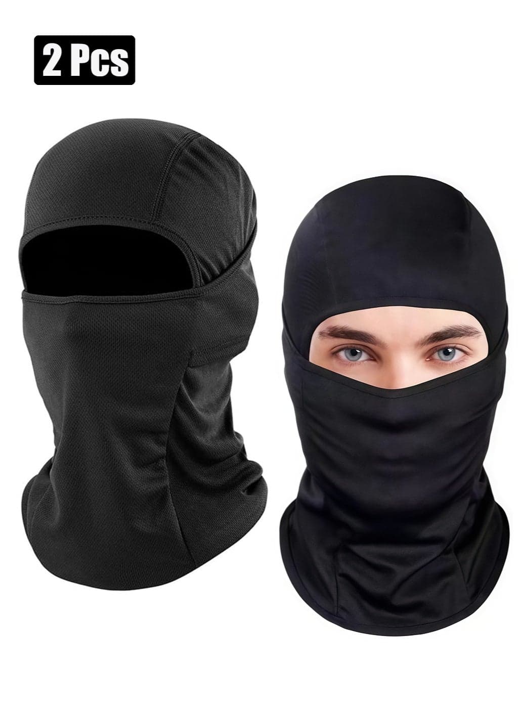 2 Pcs Ski Mask for Men Women, Balaclava Face Cover, Shiesty Mask UV Protector Lightweight for Motorcycle Snowboard,Black