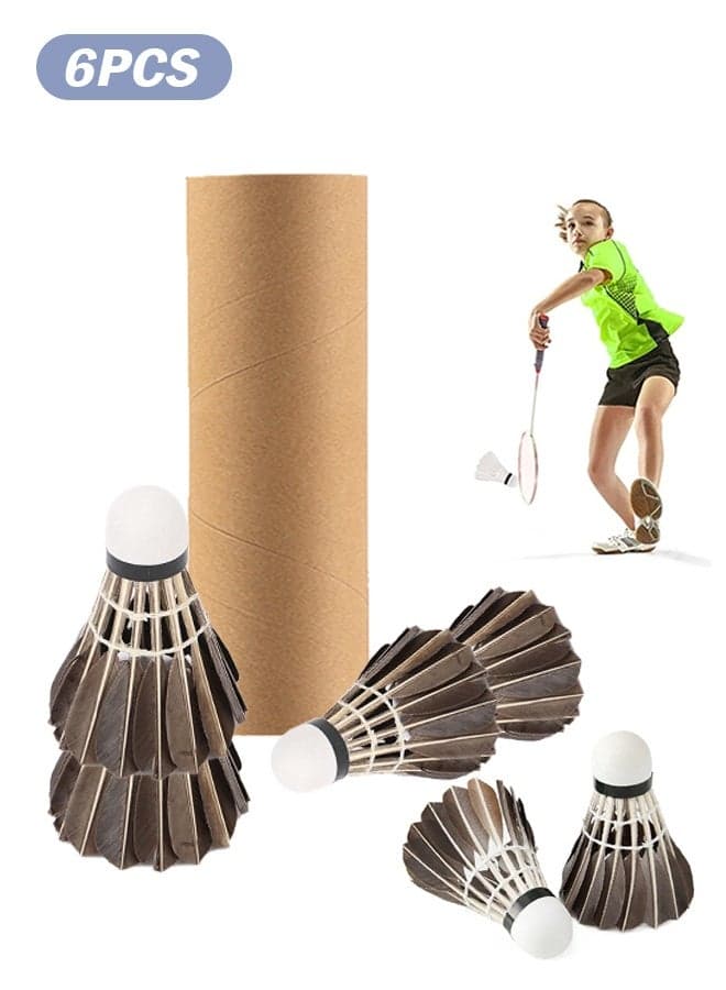 6 Pack Black Duck Feather Badminton Shuttlecocks - Professional Durable Training & Match Shuttlecocks with High Stability & Precision Flight
