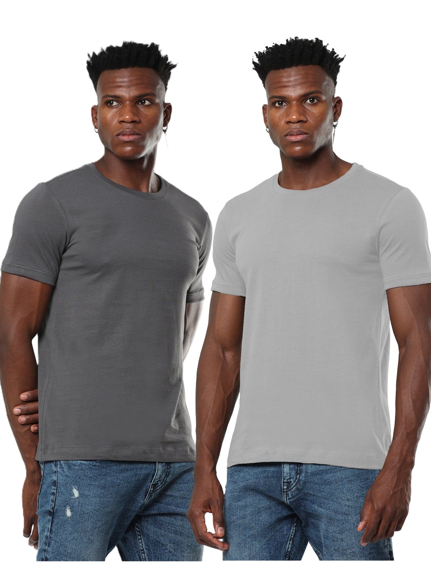 2 Pack Premium Men's T-Shirt 100% Organic Cotton Super Combed Biowash Crew Neck Soft Breathable 180 GSM