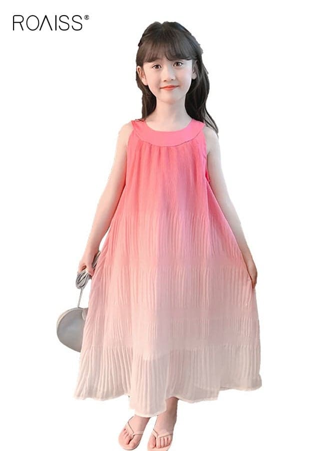 Toddler Girl Tulle Dress, Halterneck Gradient Color Dress, Stylish Casual Cami Dress, Summer A-line Silhouette Long Dress, Suit for Beach, Travel, Wedding or Any Occasion