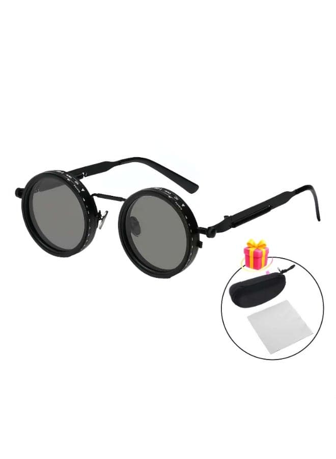 Round Polarized Sunglasses UV400 with Adjustable Tint Adjustable Sunglasses with Black Glare Protection