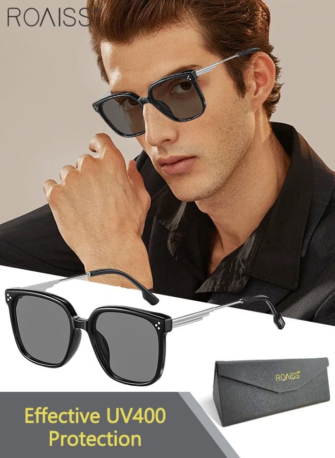 Square Sunglasses for Men Women, UV400 Protection Sun Glasses, Fashion Sun Shades for Shopping Party Travel with Glasses Case, 54mm