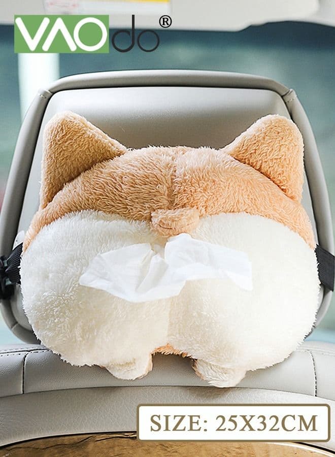 Cartoon Car Tissue Holder Hanging Plush Car Decoration Seat Back Draw Tissue Box Bathroom Hanging Tissue Box Holder Suitable For Living Room Bedroom Car