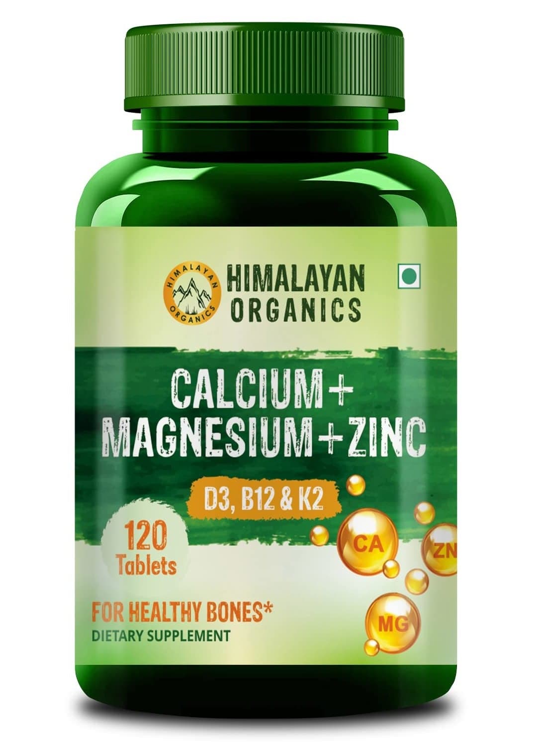Himalayan Organics Calcium+Magnesium+Zinc D3, B12 AND K2 (120 Tablets) For Healthy Bones /Dietary supplement