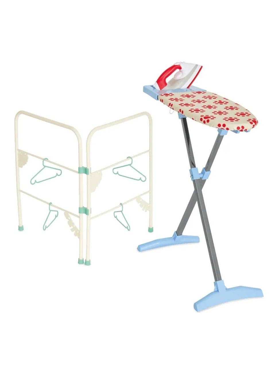 Ironing Set: Toy Ironing Board And Iron With Folding Clothes Airer And Hangers, For Children Aged 3+