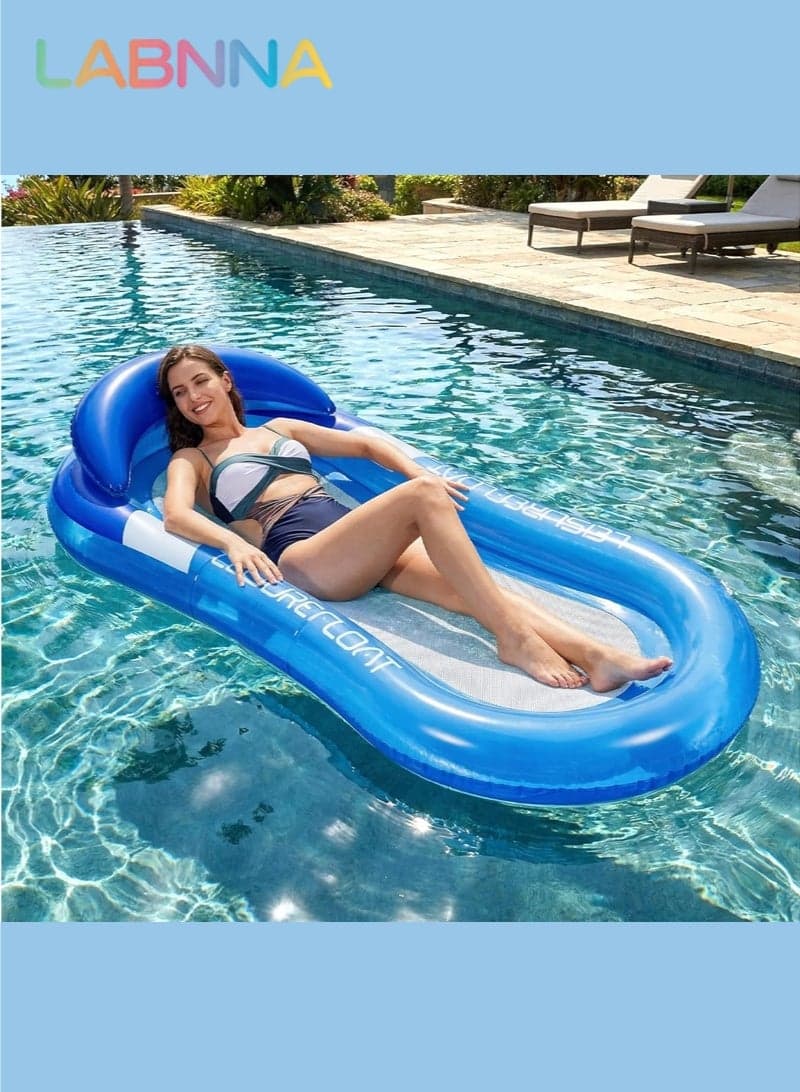 Inflatable Pool Float Kids or Adult, 59.1in x 29.5in Pool Floaties Lounger Floats Raft with Headrest Floating Chair Water Floaty for Swimming Pool Lake Float Beach Pool Party Toys for Adults Kids