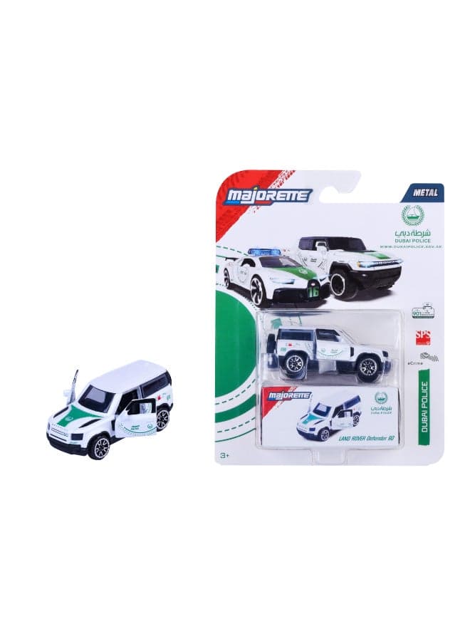 Majorette Dubai Police Deluxe Series Single Pack Die Cast – LANDROVER DEFENDER (1:64 Scale) – Die-Cast Toy Car for Kids & Collectors