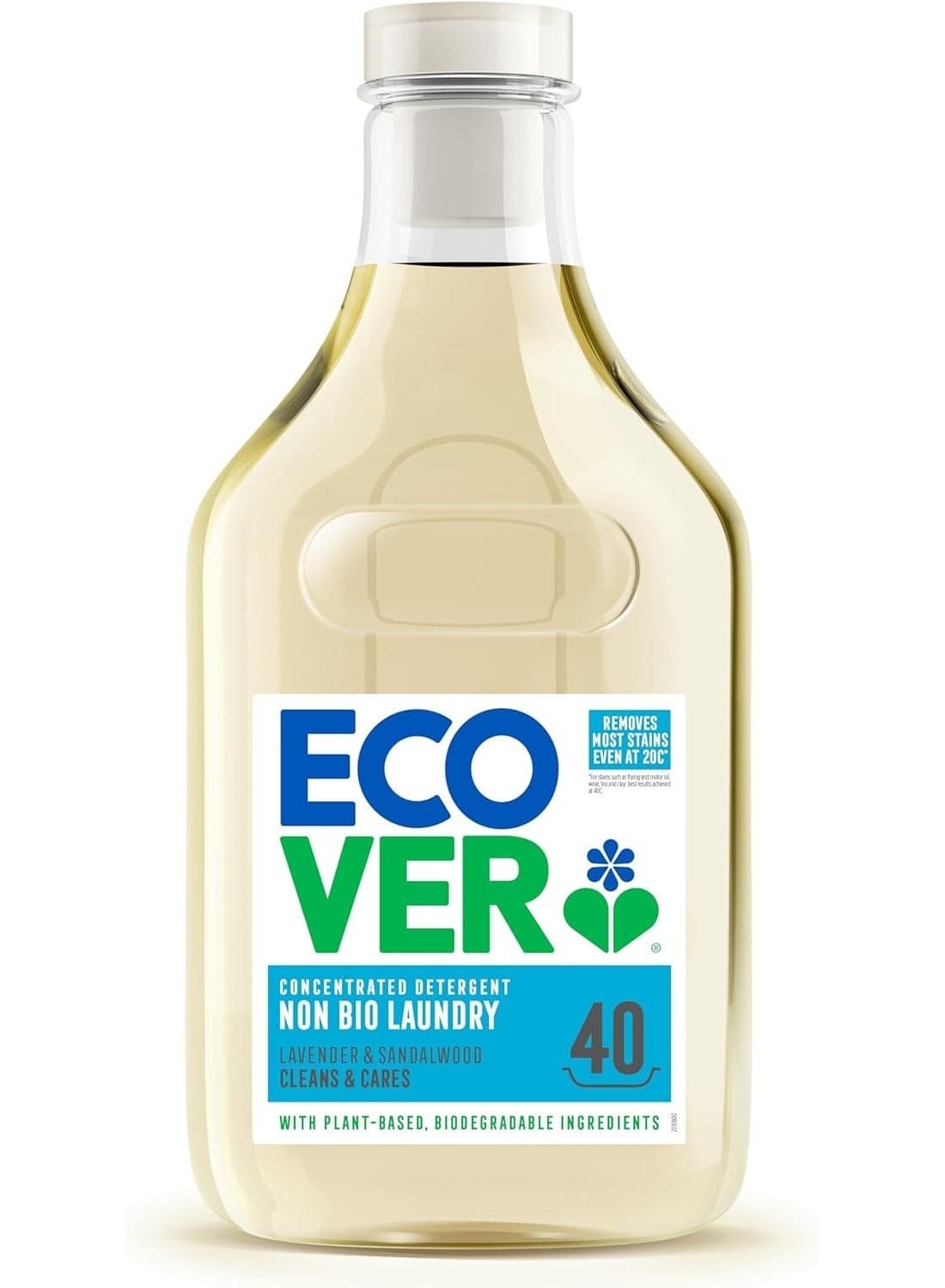 Ecover Concentrated Non-Bio Laundry Liquid Detergent 1.43L Lavender & Sandalwood Plant-Based Eco Friendly Stain Removal 40 Washes
