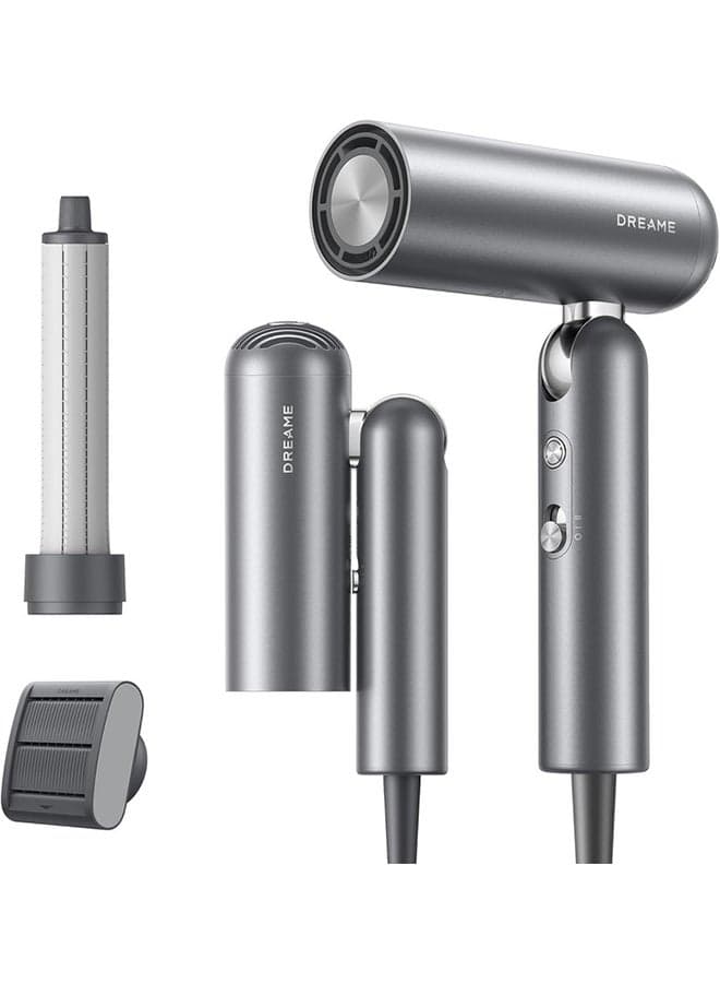 Dreame Pocket High Speed Hair Dryer, 3 Folding Shapes, 300g, 110,000 rpm Motor, 57°C Constant Temperature, 40 Seconds Drying, AHD51-GRAY