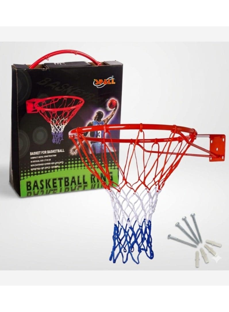 Spall Basketball Hoop with Net Heavy Duty Steel Ring Outdoor Indoor Basketball Rim Replacement Durable Basketball Goal for Wall or Backboard