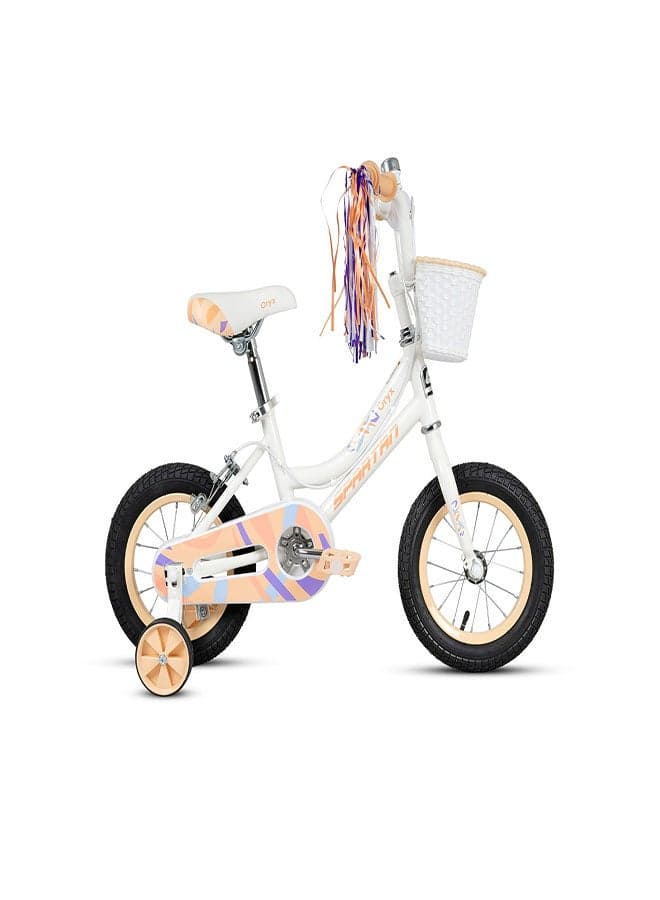 Orxy Kids Bike | 12 Inch Wheel Size With Training Wheels | Single Speed | Light Peach Color