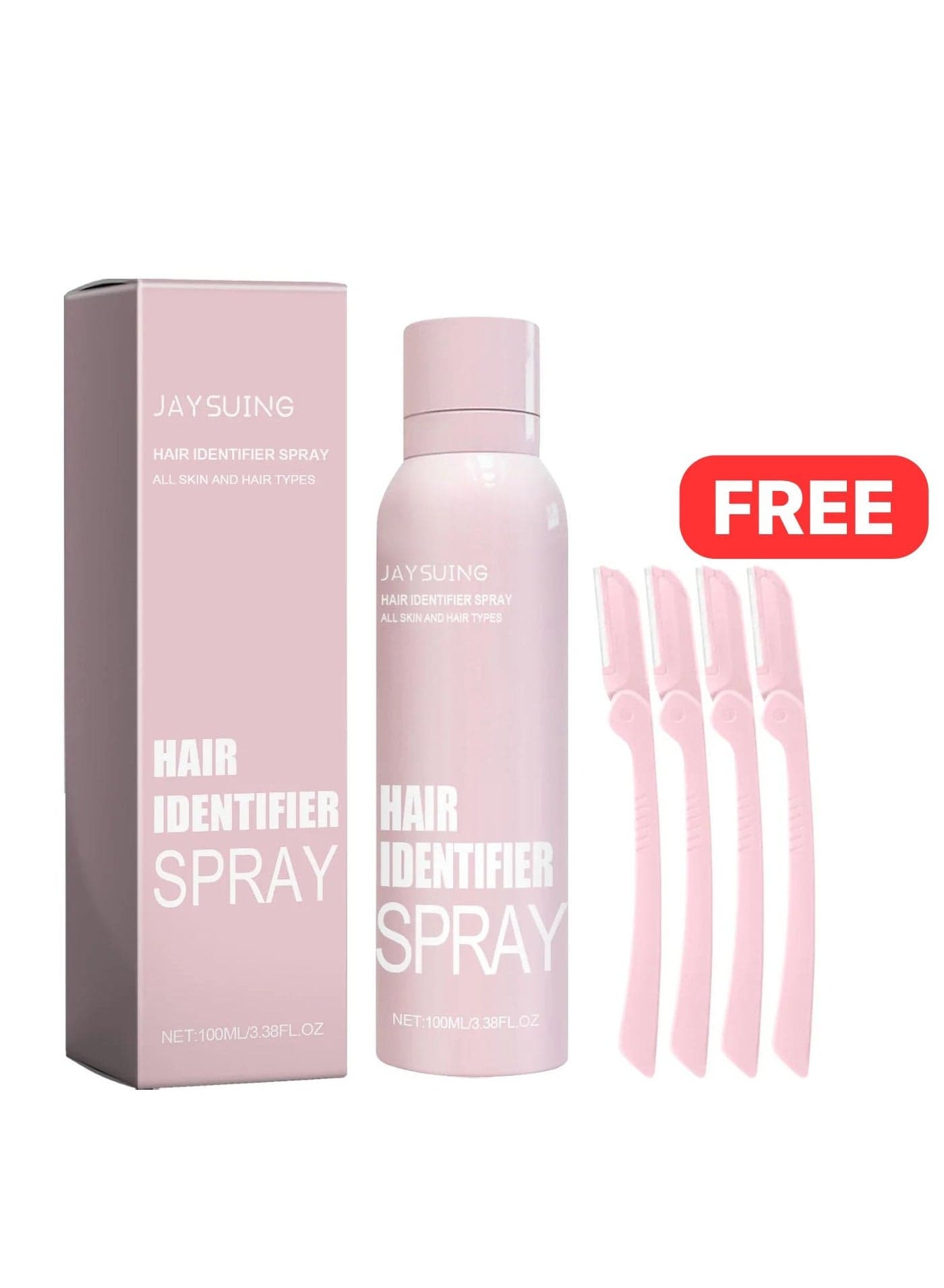 Jaysuing Hair Identifier Spray 100ml for All Skin Types with Free Face Shaving Razors for Women and Men Facial Hair Remover Free Hair Detection Spray