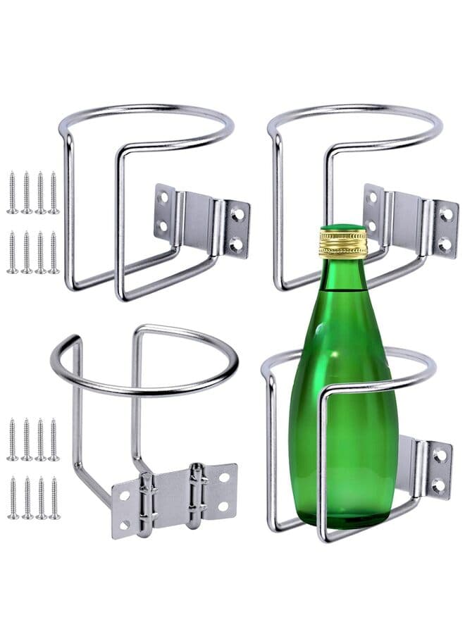 4 pcs Boat Cup Holder,Stainless Steel Universal Drink Holders,Stainless Steel Ring Cup Holders,Suitable for Boat,Truck,RV,Tractor,Outdoor Wooden Swing