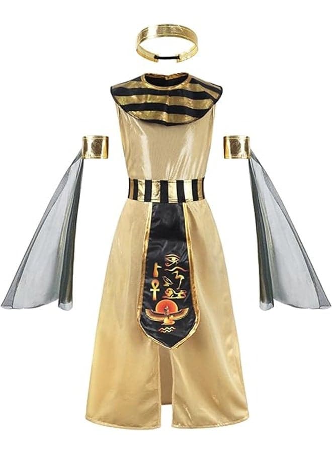 Egyptian Costume for Kids Girls Cleopatra Pharaoh Dress Up Halloween Role Play Clothes with Accessories for Halloween XL