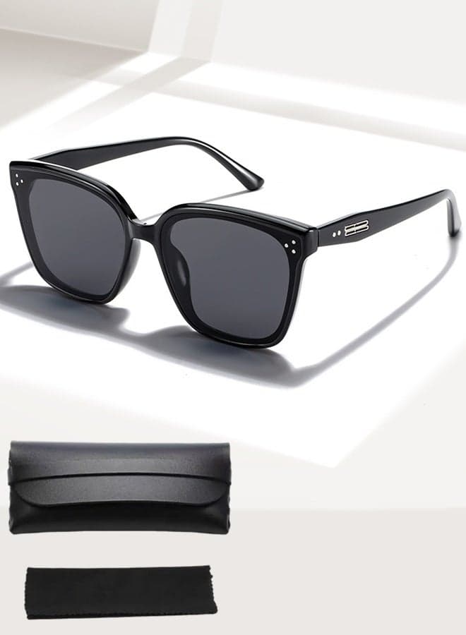 Polarized Aviator Sunglasses for Men Women UV400 Protection Sun Glasses TR Fashion Anti-Glare Sun Shades for Driving, Fishing, Traveling comes with storagebox and glasses cloth (Black)
