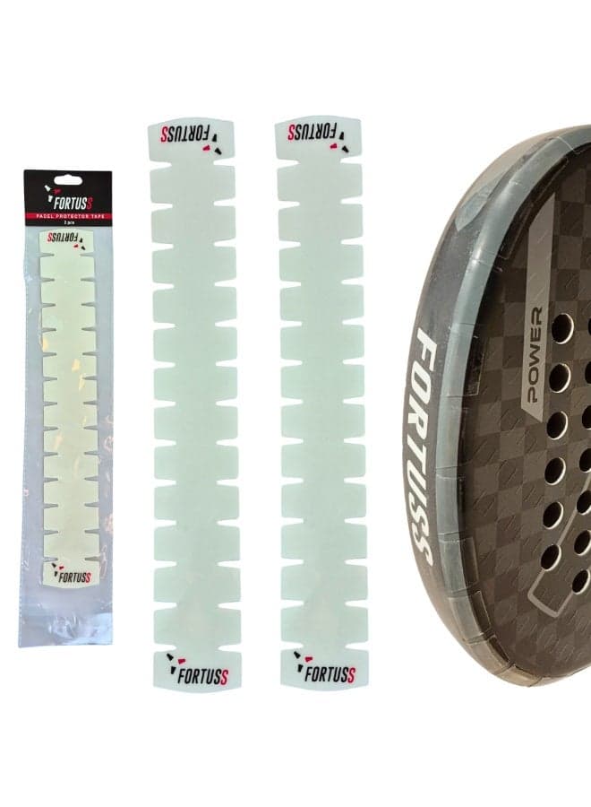 Fortuss Transparent Zigzag Padel Racket Protector Tape - Sawtooth/Toothed Edge Guard - Ultra-Lightweight Frame Protection - Strong Adhesive, Universal Fit - 2 PCS (360 × 55 × 0.7 mm)