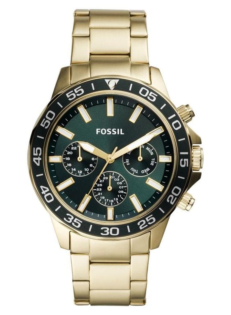 Men Chronograph Wrist Watch With Stainless Steel Strap - 45 mm - Gold