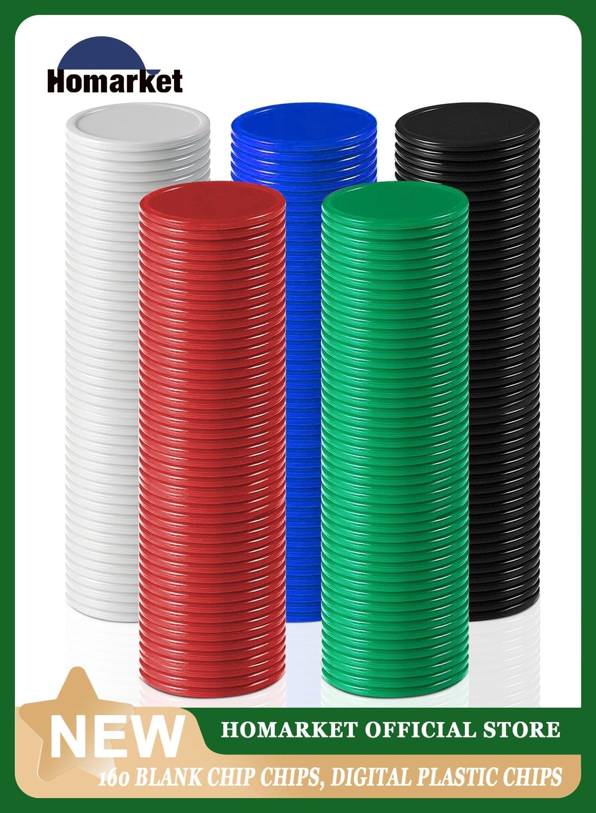 250 Pieces Plastic Bingo Chips Game Chips 5 Colors Counter Card for Kids Game Playing Learning Math Counting Bingo Game Blank Chips Card for Kids Reward