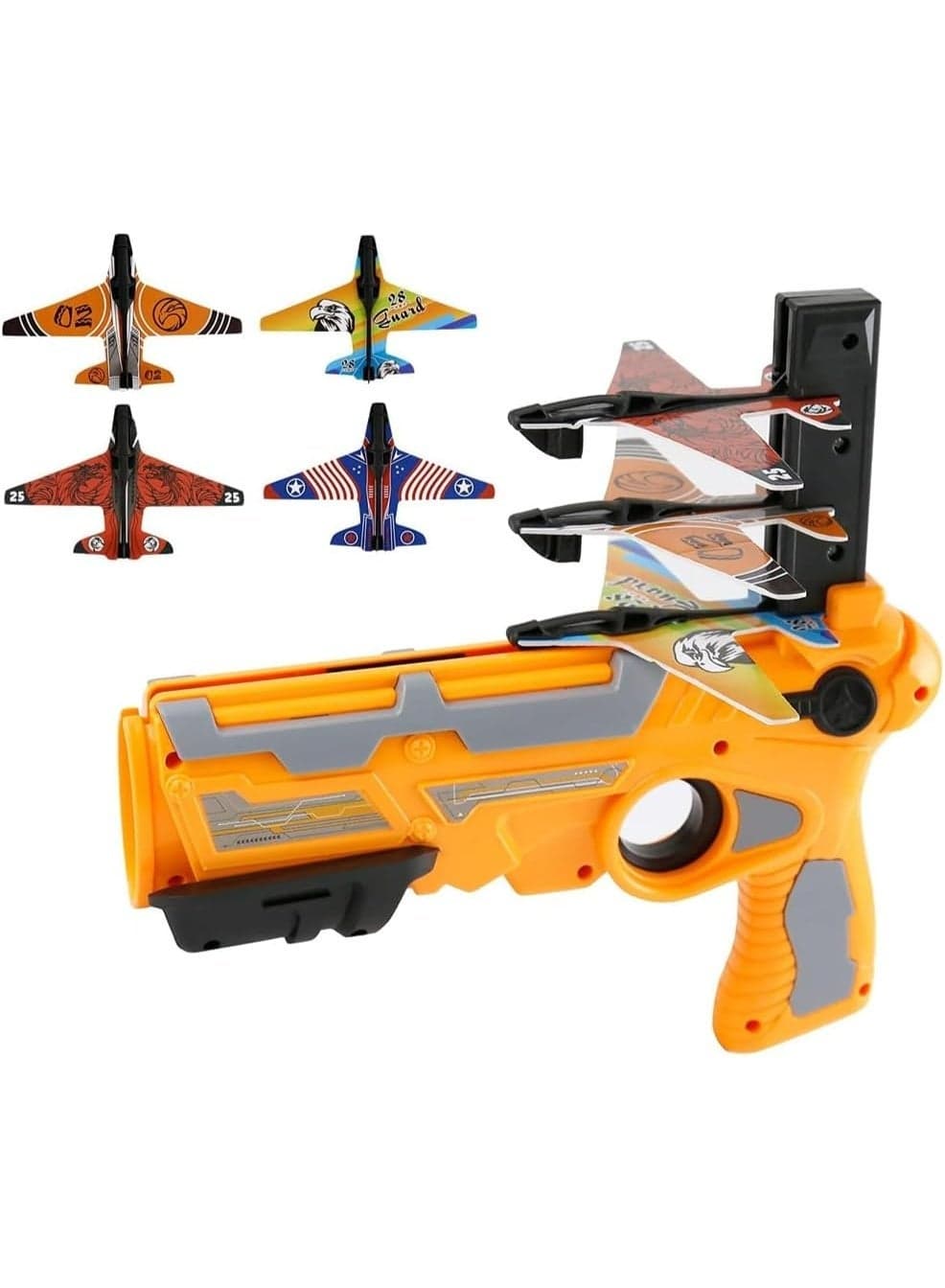 Flying Airplane Launcher Toy with Foam Planes, Air Battle Gun Shooting Game for Kids, Outdoor Ejector Plane Toy Gift for Boys & Girls