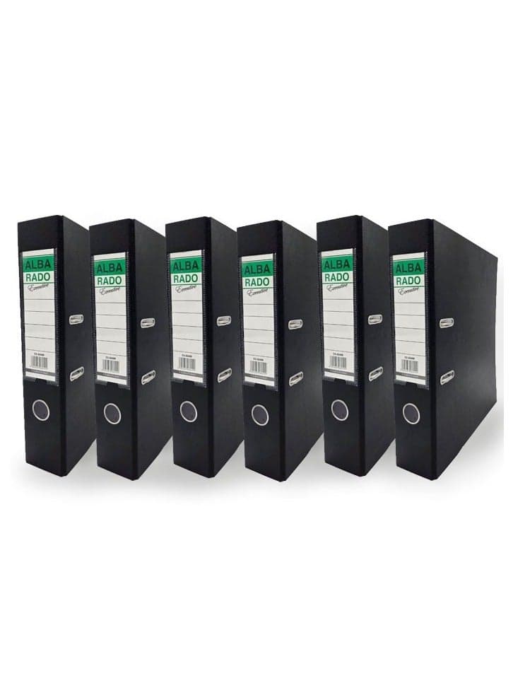 6pcs Box File Alba Rado (Fixed) 3 inch (8cm spine) Size: F\S Color: Black with PVC (210x 330 mm)