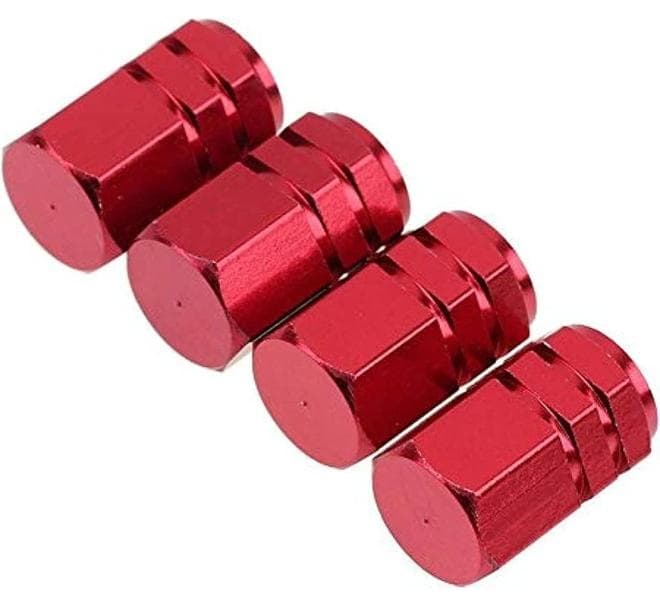 Tire Valve Stem Caps, 4 Pcs Anodized Aluminum Tire Valve Cap Set Corrosion Resistant Universal for Cars, SUVs, Bike, Trucks and Motorcycles, Car Wheel & Tire Exterior Accessories (Red)