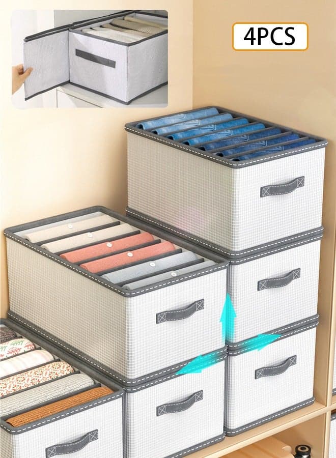 4 Pack 12 grids Foldable Closet Organizers, Washable Compartment Storage Bins Clothes Storage Dividers Clothes Storage Box With Side Handles,Metal Frame Storage Box For Storing Clothes And Toys